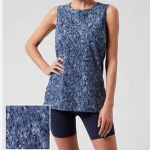 Athleta Refined Zephyr Tank, Blue Pattern, Size L